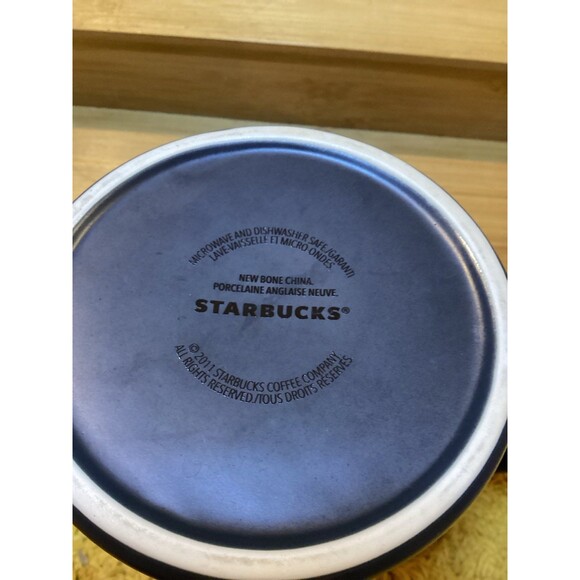 Starbucks Elephant Embossed 2011 Black & White Coffee Mug Orange Inside - Picture 4 of 6